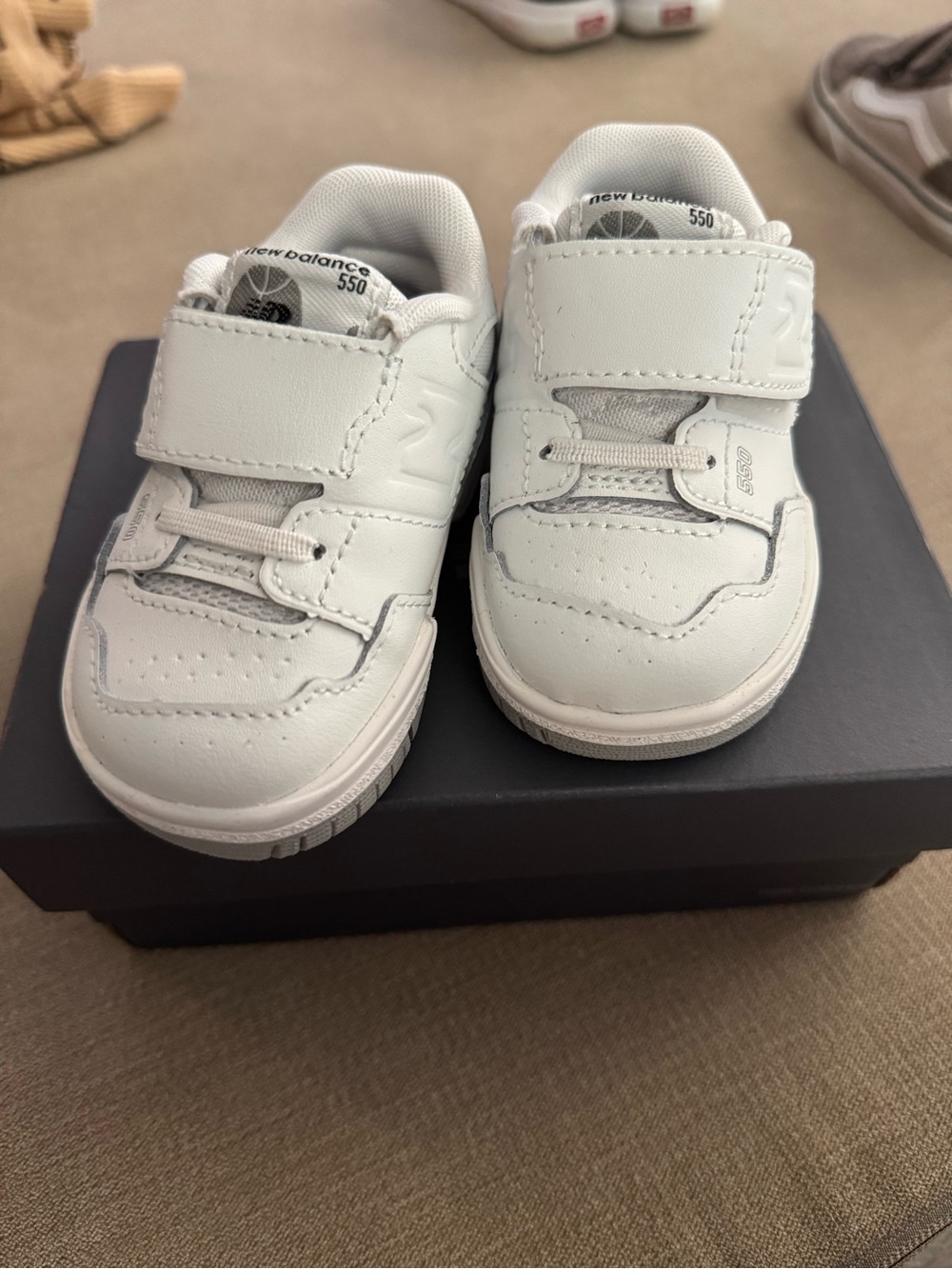 New Balance Infant White Velcro Leather Sneakers